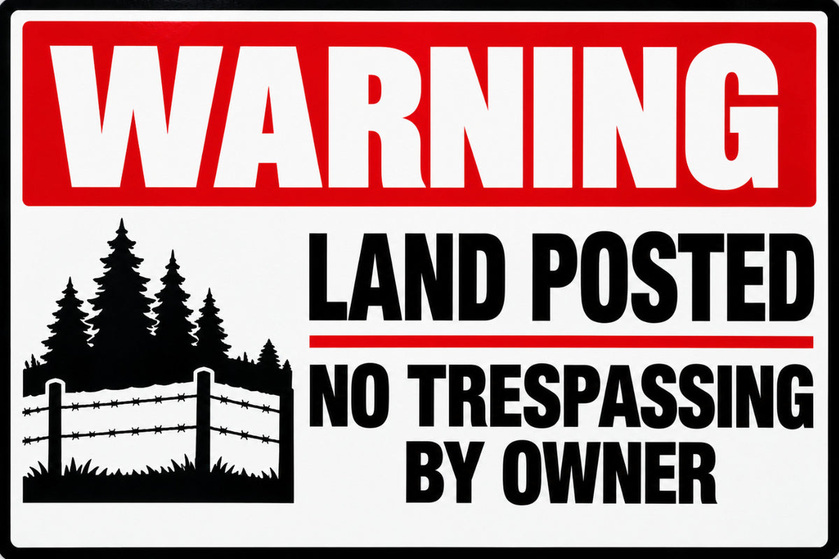 Warning No Trespassing Land Posted By Owner 4x6 vinyl sticker