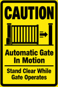 Caution Automatic Gate in Motion 4x6 vinyl sticker