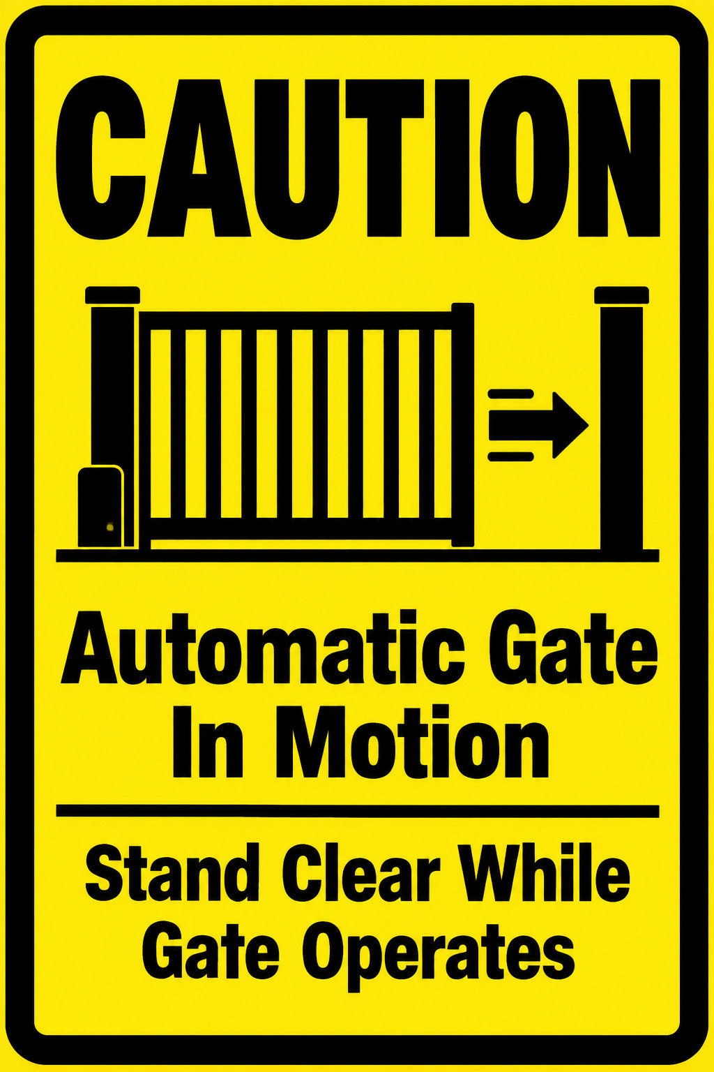 Caution Automatic Gate in Motion 4x6 vinyl sticker