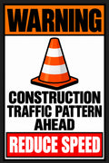 Warning Construction Traffic Pattern Ahead 4x6 vinyl sticker