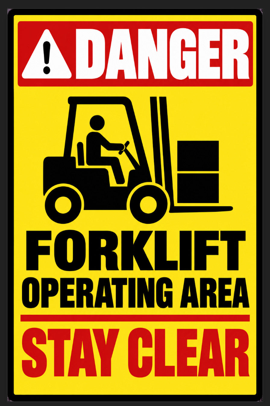 Danger Forklift Operating Area Stay Clear 4x6 vinyl sticker