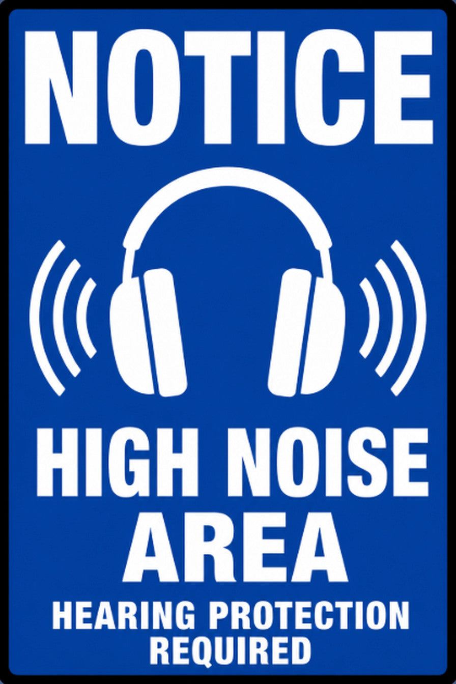 Notice High Noise Area Hearing Protection 4x6 vinyl sticker