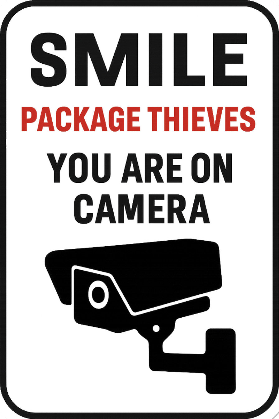 Package Thief Camera Warning 4x6 vinyl sticker
