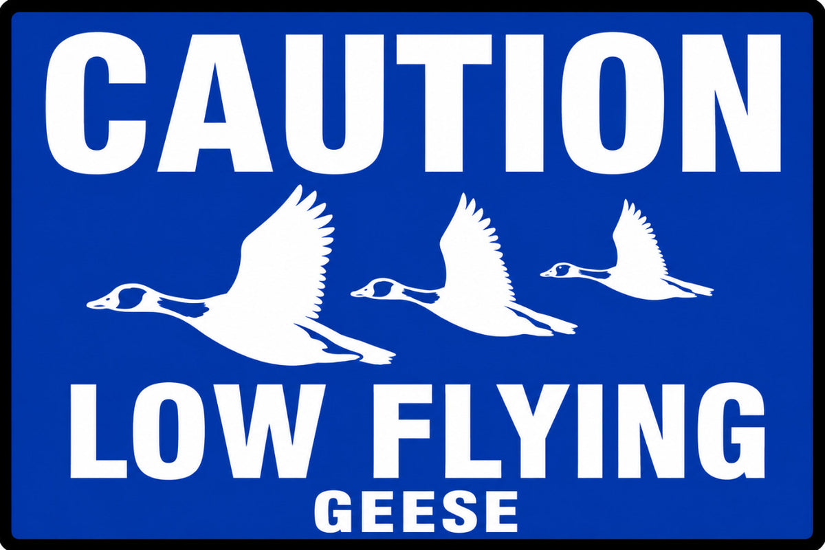 Caution Low Flying Geese 4x6 vinyl sticker