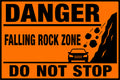 Danger Falling Rock Zone Do Not Stop 4x6 vinyl sticker