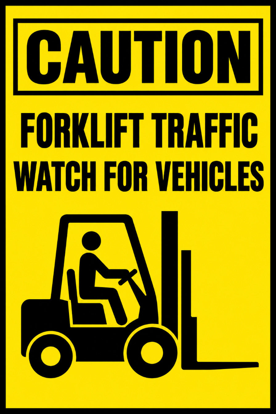 Caution Forklift Traffic Watch For Vehicles 4x6 vinyl sticker