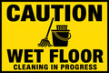 Caution Wet Floor Cleaning In Progress 4x6 vinyl sticker