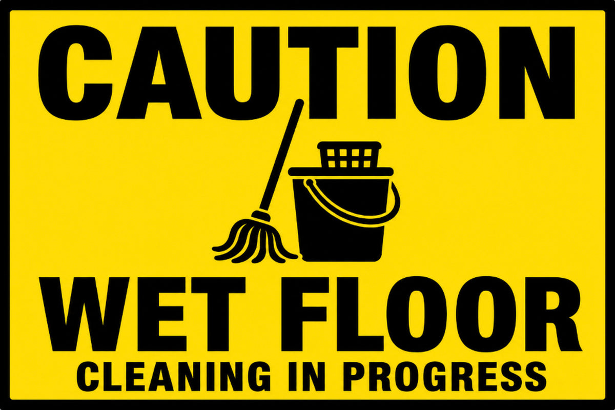 Caution Wet Floor Cleaning In Progress 4x6 vinyl sticker