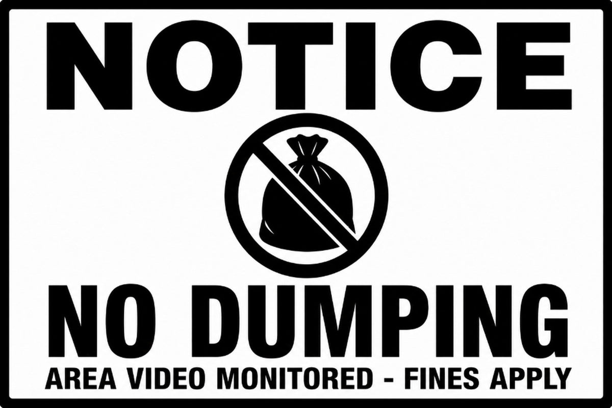 Notice No Dumping Area Video Monitored 4x6 vinyl sticker