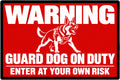 Warning Guard Dog On Duty Beware Trespassers 4x6 vinyl sticker