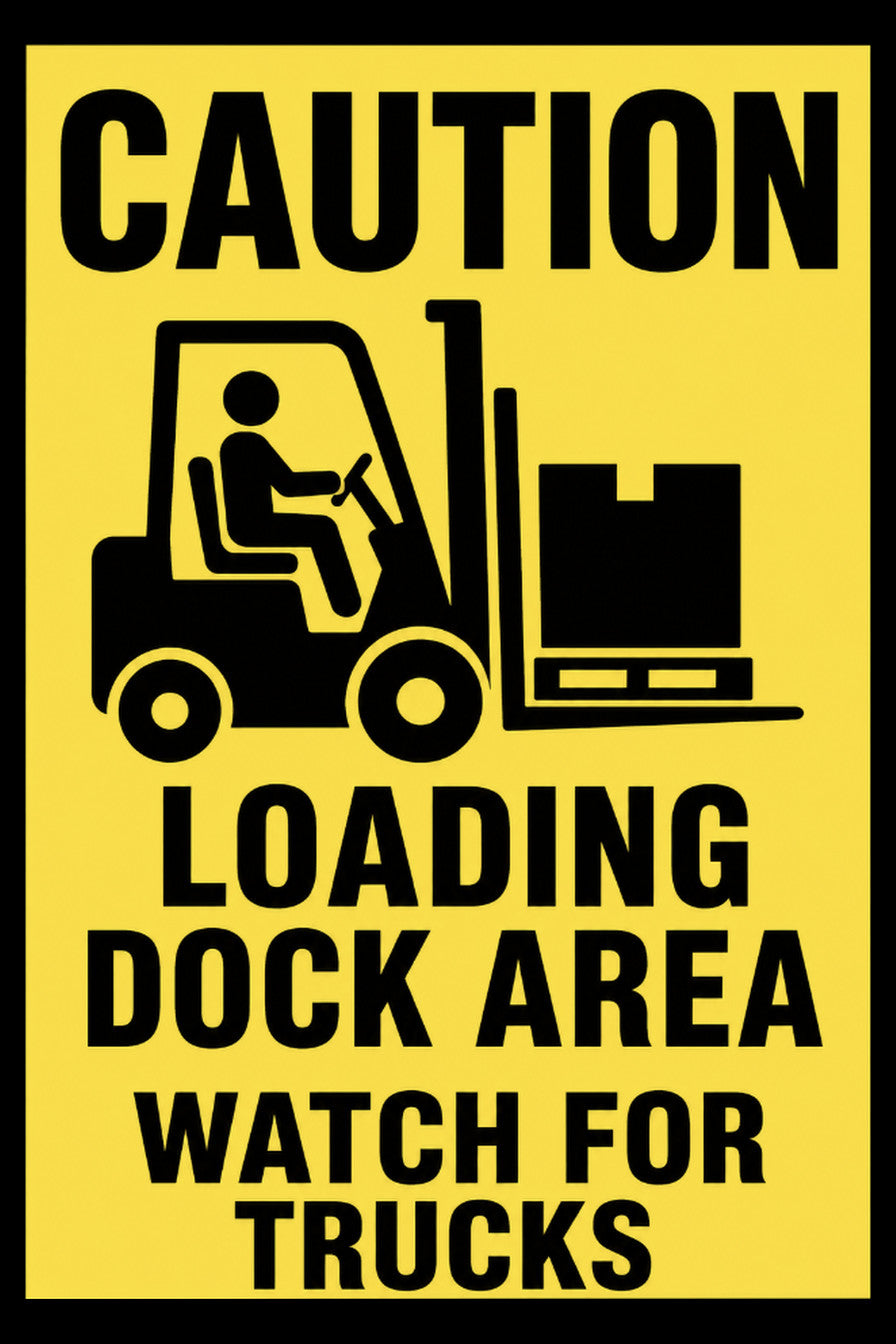 Caution Loading Dock Area Watch For Trucks 4x6 vinyl sticker