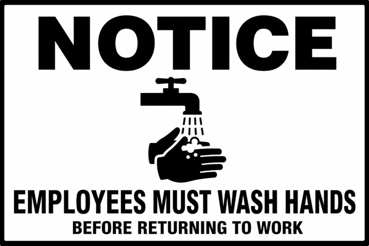 Notice Employees Must Wash Hands 4x6 vinyl sticker
