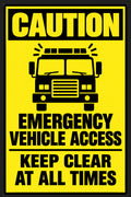 Caution Emergency Vehicle Access Keep Clear 4x6 vinyl sticker