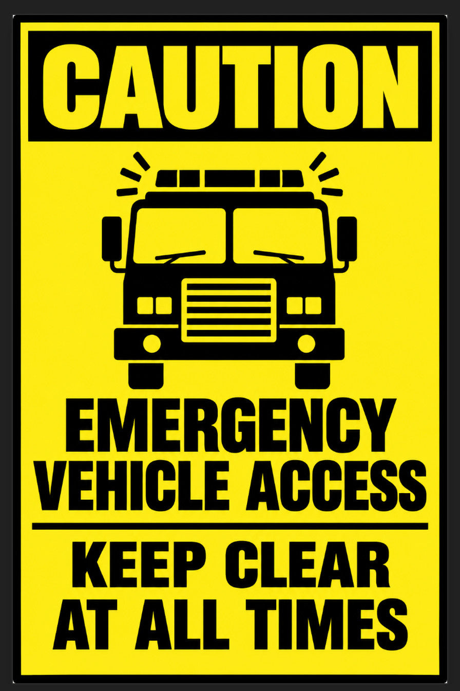 Caution Emergency Vehicle Access Keep Clear 4x6 vinyl sticker