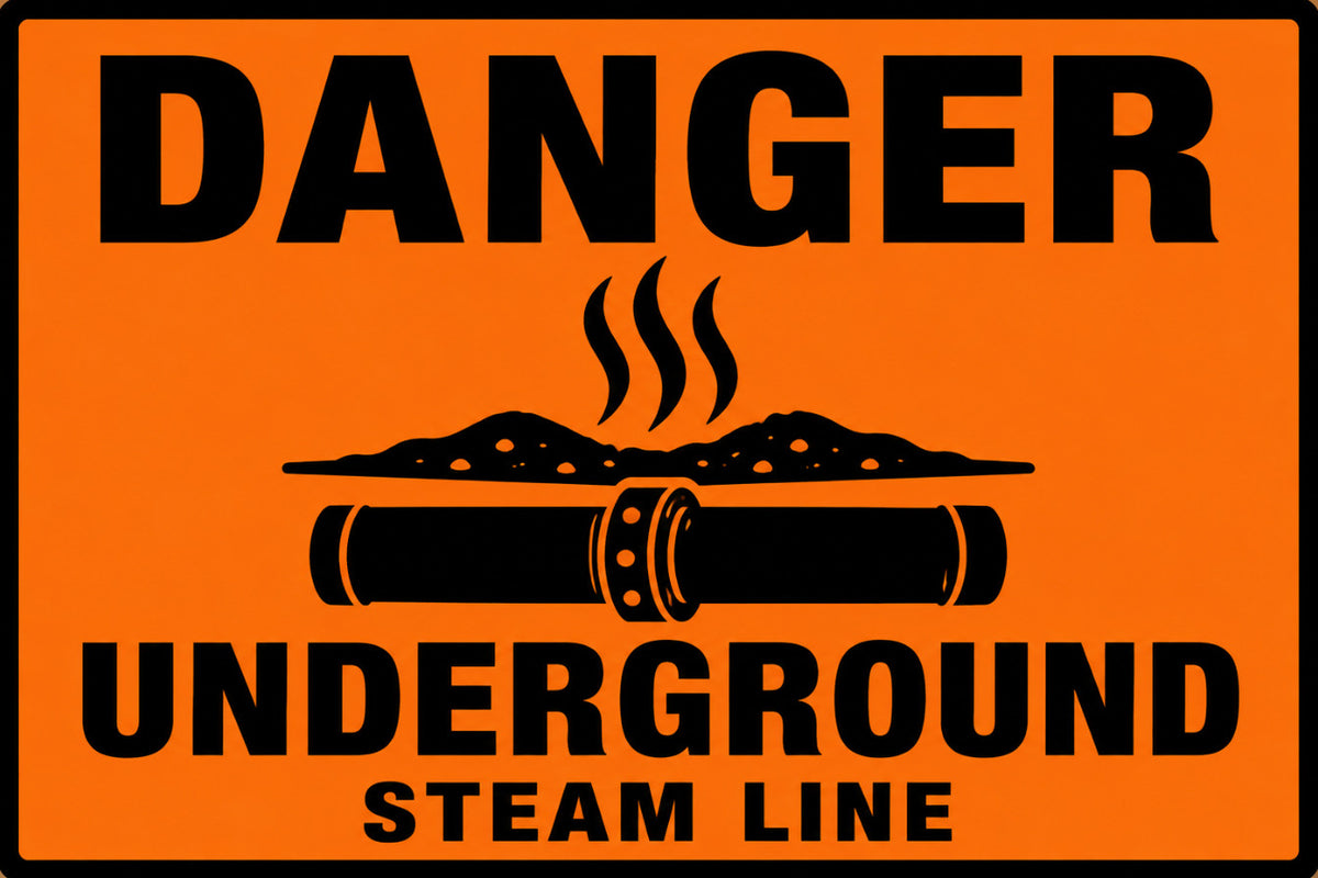Danger Underground Steam Line 4x6 vinyl sticker