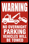 Warning No Overnight Parking Vehicles Towed 4x6 vinyl sticker