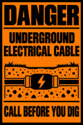 Danger Underground Electrical Cable 4x6 vinyl sticker