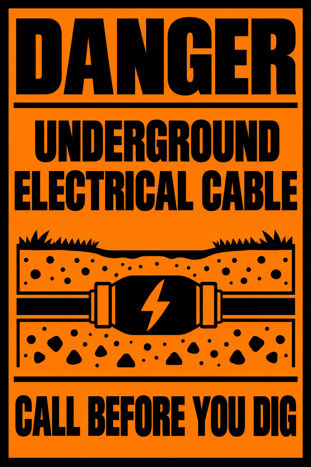 Danger Underground Electrical Cable 4x6 vinyl sticker