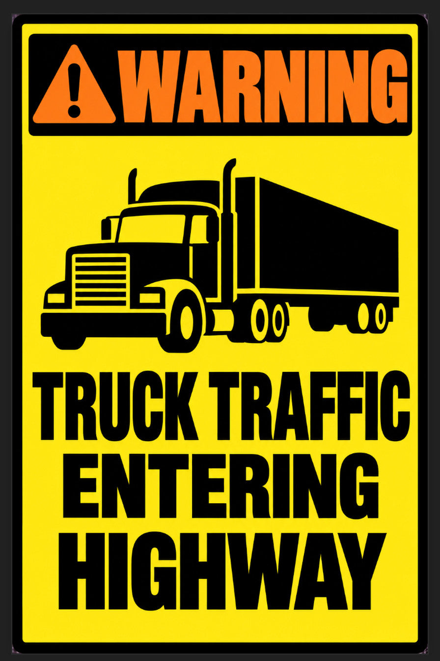 Warning Truck Traffic Entering Highway 4x6 vinyl sticker