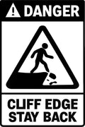 Danger Cliff Edge Stay Back 4x6 vinyl sticker