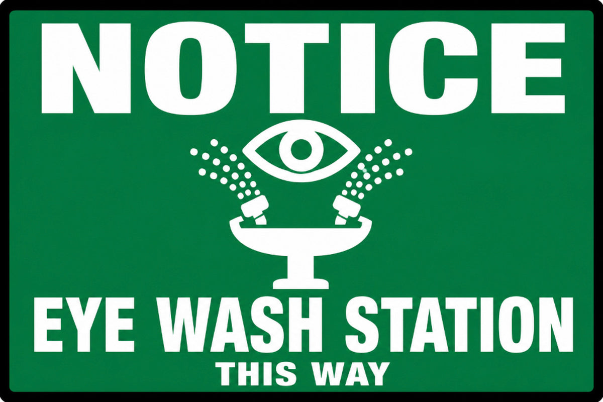 Notice Eye Wash Station 4x6 vinyl sticker