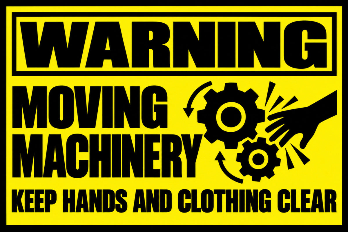 Warning Moving Machinery Keep Clear 4x6 vinyl sticker