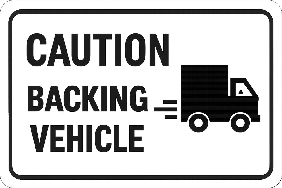 Caution Backing Vehicle 4x6 vinyl sticker